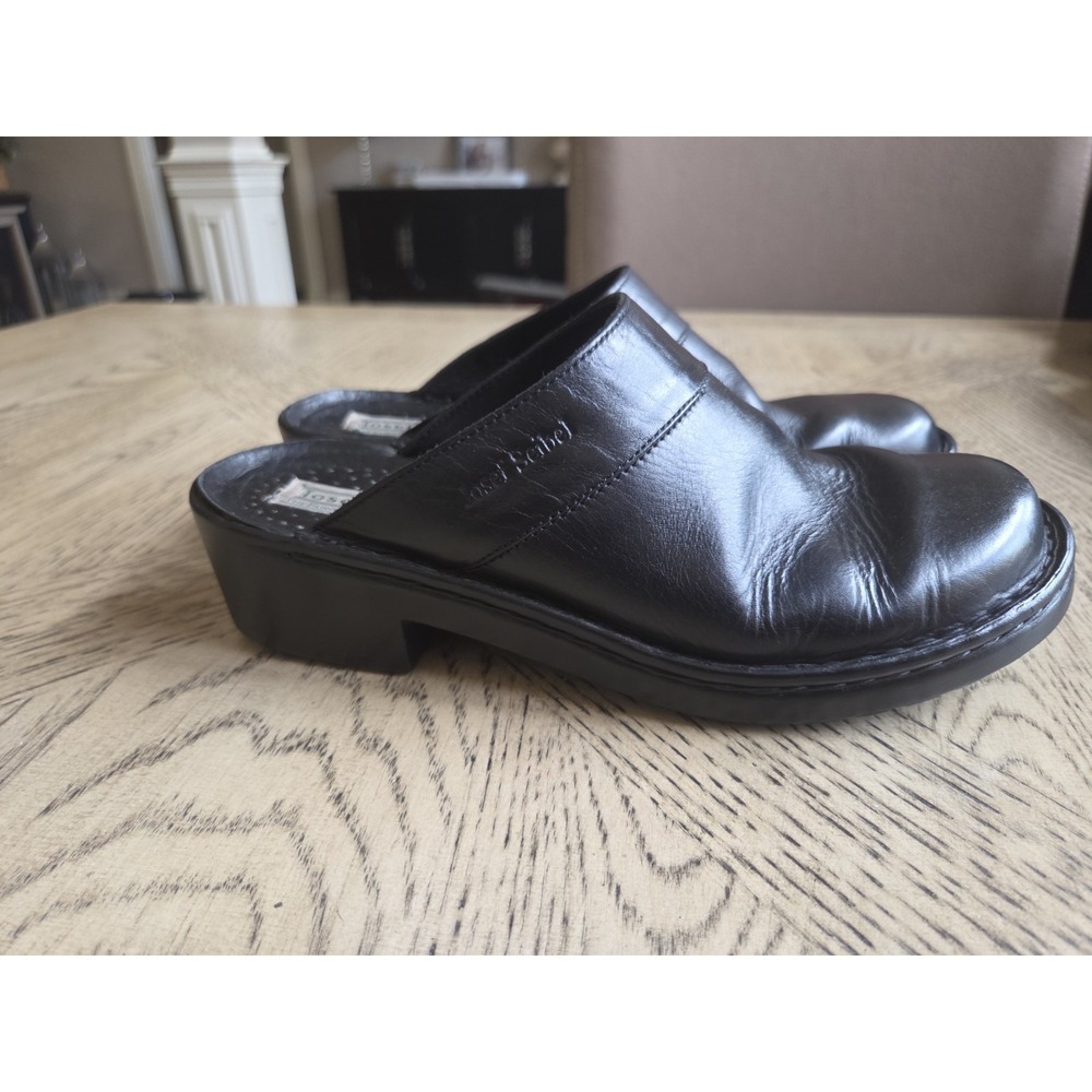 Josef Seibel Shoes Womens 8/39 Casual Slip On Heeled Mule Clogs Black Leather - Picture 3 of 7